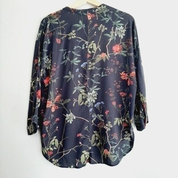 ZARA Floral Lightweight Black Blouse Women's Sz S - Picture 6 of 7